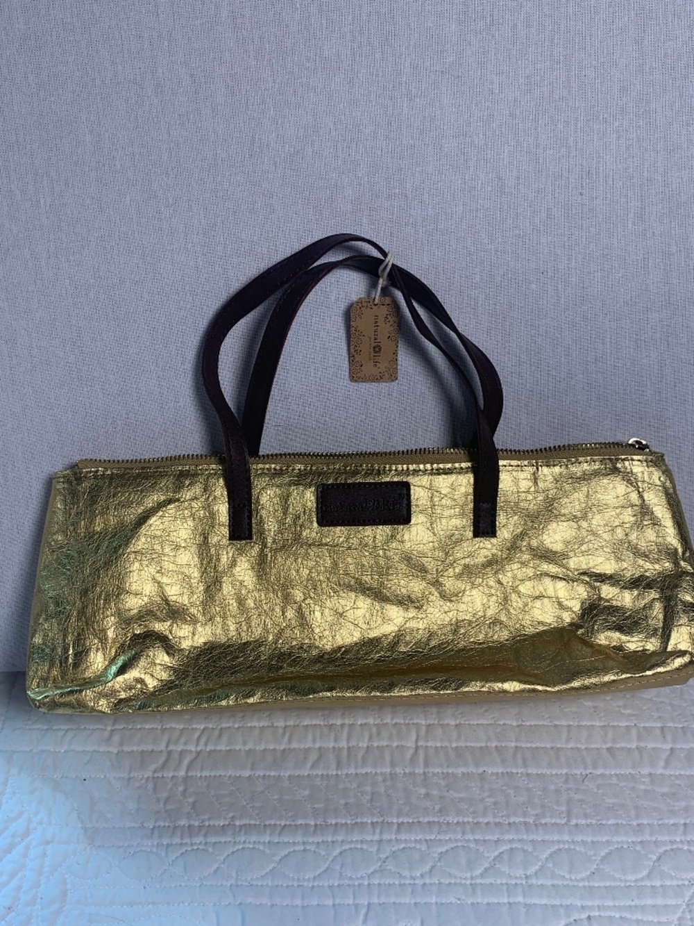 NAtural LIFE gold Insulated wine purse NWT